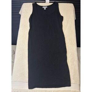 Motherhood Maternity Tank Dress Womens Medium Black Ribbed Knit Sleeveless Midi